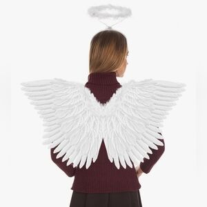 Angel Wings and Halo for Adult Feather Angel Costume for Women Halloween Cosplay